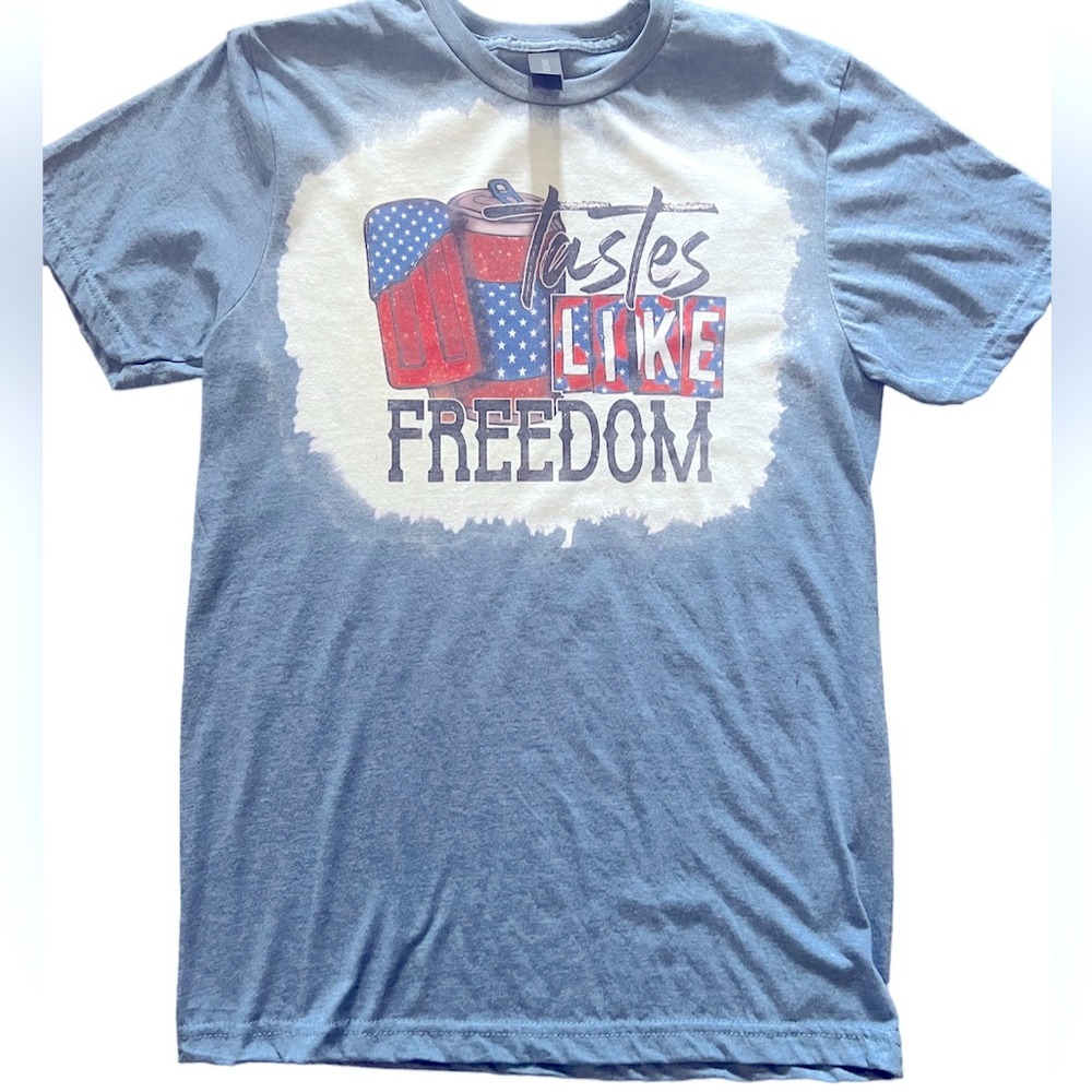 Taste like freedom Fourth of July bleached soft T-shirt